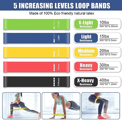 TAIMASI 23Pcs Stackable Resistance Bands Set with Handles Up to 150 Lbs