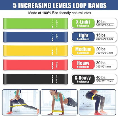 TAIMASI 23Pcs Stackable Resistance Bands Set with Handles Up to 150 Lbs