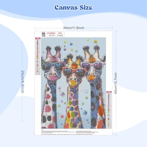 EOBROMD Diamond Art Painting Kits for Adults Giraffe Animal, 5D Full Drill Diamond Dots, DIY Diamond Art Painting Kits for Adults Beginners, Diamond Gem Art and Crafts for Home Wall Decor 12x16inch - color: 07-funny Giraffe