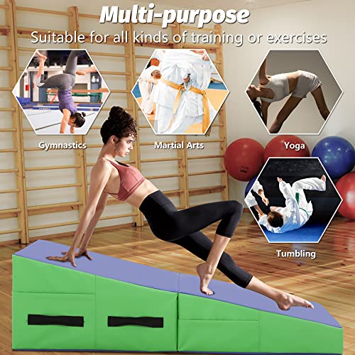 BestMassage Gymnastics Mat Incline Mat Tumbling Mat Folding Gymnastic Tumbling Mat Indoor/Outdoor Exercise Mat Home Gym Yoga Mat with Handle - size: 48 x 24 Inches