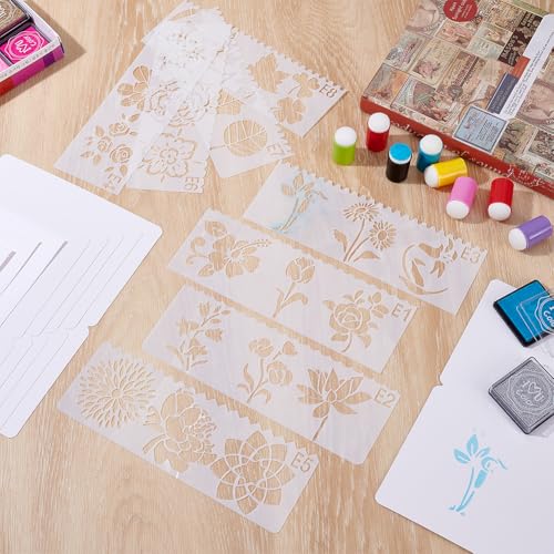 WEBEEDY 52 Pcs Flowers & Plants DIY Sponge Finger Painting Set, Funny Finger Daubers Kit with Sponges, Ink Pads, PET Stencils, Blank Cards & Envelopes for Adults Handmade Art Drawing Supplies
