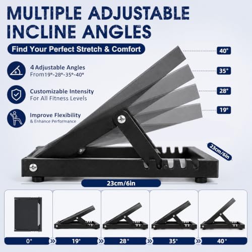Slant Board for Calf Stretching, Metal Calf Stretcher with Adjustable Incline, Heavy Duty Squat Wedge for Plantar Fasciitis, Achilles Tendon, Portable Calf Stretch Board