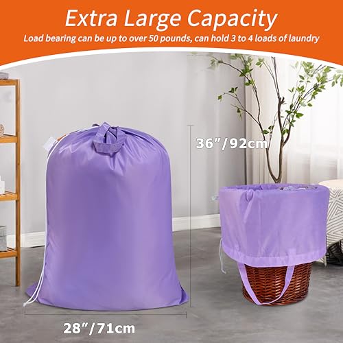 Polecasa 2 Pack Extra Heavy-Duty Laundry Bag with Handles, Purple, 28x36" - color: Purple, size: 28" x 36" | 2 Pack