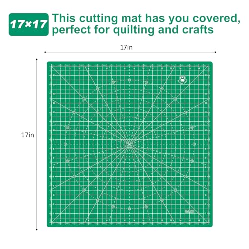 17"x17" Rotating Cutting Mat, Self Healing Mat with 360-Degree Rotation & Anti-Slip Base, Sewing Board Cutting Mat Perfect for Fabric Quilting Leather Hobby Project, Green - color: Green, size: 17"L x 17"W