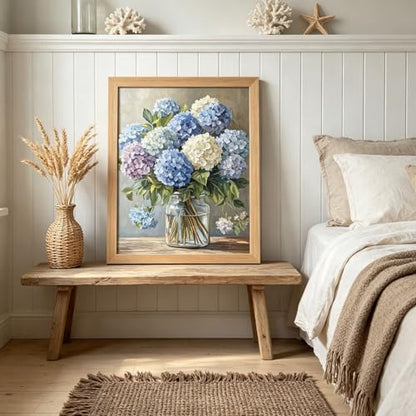 Diamond Art Painting Kits for Adults, Blue Hydrangea Flower Vase Full Drill Diamond Dots Paintings for Beginners, Round 5D Paint with Diamonds Pictures Gem Art Painting Kits DIY Crafts Kits 12x16In - color: Hydrangea