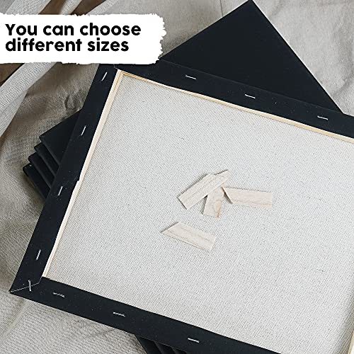 CONDA 11x14 inch Black Stretched Canvas, Pack of 6, 100% Cotton, 8 oz Gesso-Primed, 5/8 Inch Profile Value Bulk Pack for Acrylics, Oils Painting - size: 11"x14" 6 Pack