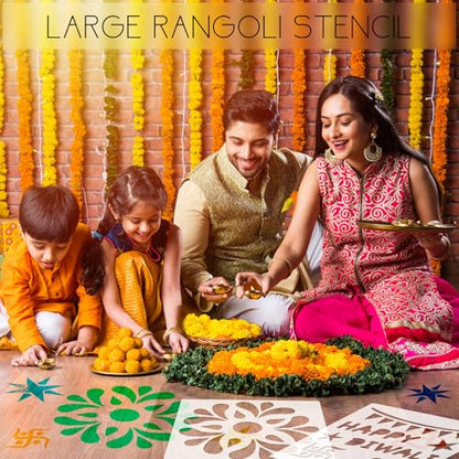 Watersay 6 Set Diwali Large Rangoli Stencil 11" x 11" Reusable Plastic Mandala Painting Stencil Indian Traditional Festival Painting on Wood Floor Wall Tile Fabric Furniture DIY Craft (Novel Style) - style: Novel Style