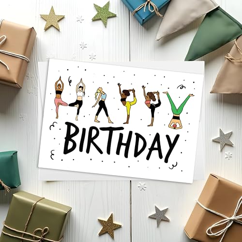 Yoga Birthday Card for Women | Funny Yoga Pose Card | Namaste and Celebrate with a Yogi Birthday Card - style: Yogi