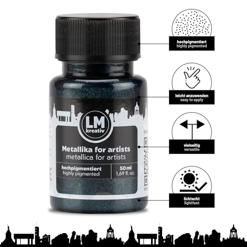Metallic Acrylic Paint 1.69 fl oz - Dark Blue - Premium Metallic Paint for Artists and Crafters. High Coverage, Lightfast & Durable. Ideal for Canvas, Wood, Ceramic & More - color: Dark Blue