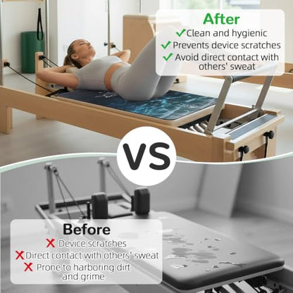 Non-Slip Pilates Reformer Mat Cover 39“ x 23”, Wicking Reformer Towel | 2mm-Thick Pilates Reformer Machine Cover Mat, Soft Fleece Surface, Lightweight and Foldable, Quick Drying, For Yoga, Fitness