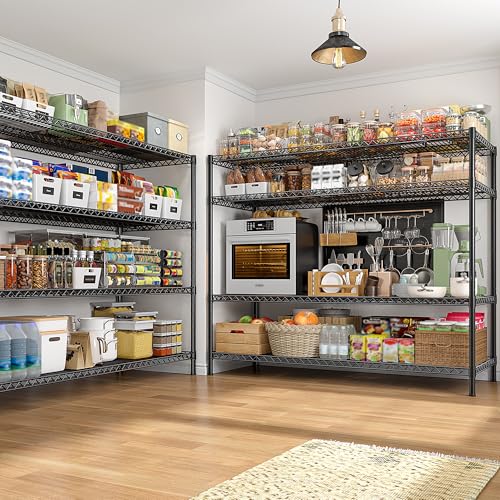 REIBII 4-Tier 2560LBS Heavy Duty Shelving,55.5"W Adjustable Storage Shelves | 2560 lbs commercial shelf,heavy-duty steel,25mm rods,powder-coated rust-proof,adjustable tiers, ool-free,garage, warehouse - size: 55.5"H x 55.5"W x 18"D