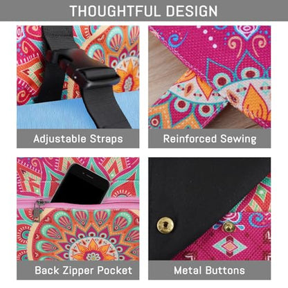 Mandala Yoga Mat Bag Large Yoga Bags and Carrier Fits All Your Stuff Yoga Tote Bags with Zipper Pocket Pilates Bag - color: Pink