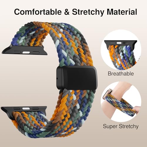 Braided Stretchy Magnetic Band Compatible with Apple Watch Bands Women Men - color: Camouflage, size: 44mm/45mm/46mm/49mm/(42mm-series 3 2 1)
