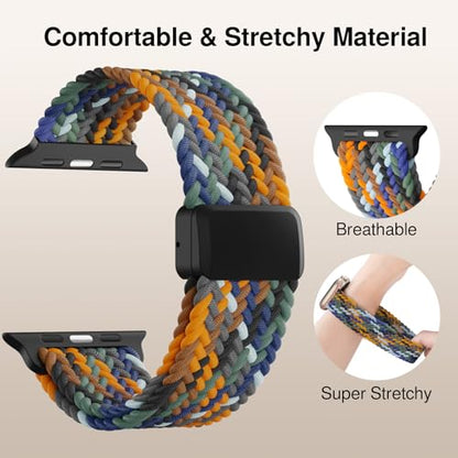 Braided Stretchy Magnetic Band Compatible with Apple Watch Bands Women Men - color: Camouflage, size: 44mm/45mm/46mm/49mm/(42mm-series 3 2 1)