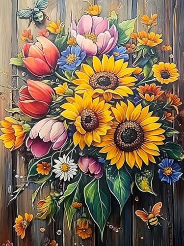 mrpwnle Diamond Art Kits for Adults Sunflower Diamond Painting Kits | Sunflower Diamond Art Painting Kits for Adults Beginners, 5D Full Round Drill Diamond Dots Kit, Home Decor Gifts 12X16 Inch - color: Sunflower, size: 11.8x15.7in(30x40cm)