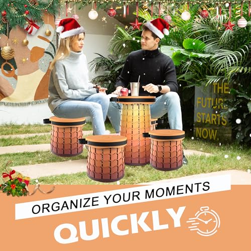ALEVMOOM Upgraded XXL 19.7" Collapsible Stool with Cushion, Heavy Duty Portable Folding Stool Max Load 1000 lbs, Retractable Telescoping Foldable Seat Chair for Camping Fishing Travel - color: Gradual Fire