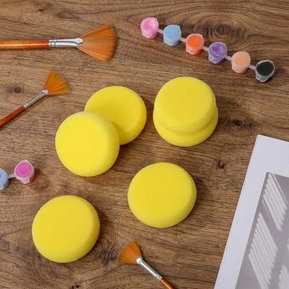 12 PCS Pottery Sponges, Round Clay Sponge Elasticity Craft Sponges for Painting, Yellow Tack Sponge for Ceramics Art Crafts Cleaning Shoes Leather Care