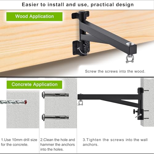 BeneLabel Heavy Bag Hanger for Punching Bag Beam Mount Hardware 360° Rotation Boxing Bag Ceiling Mount I-Beam Hanger for Hanging Heavy Punching Bags Wall Hangers - color: 24" Black wall hanger (Only)