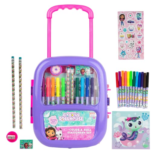 Innovative Designs Gabby’s Dollhouse Color and Roll Activity Set with Carrying Case, Stickers, & Art Supplies - style: GabbysDollhouse