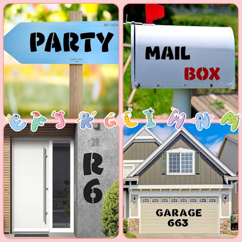 SATINIOR 12 Inch Large Letter Stencils and Numbers, 36 Pcs Reusable Alphabet Stencils Plastic Numbers Templates Craft for Wood Wall Fabric Signage Chalkboard Painting DIY Projects (Cute) - size: 12 Inch, style: Cute