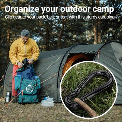 sprookber Stainless Steel Spring Snap Hook Carabiner - 304 Stainless Steel Caribeener Clips, Set of 6 - color: Black, size: 4 Inch