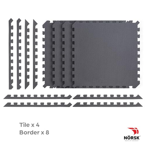Norsk Reversible 3/4" EVA Foam Gym Floor Tiles, Gray/Black, 36-Pack - color: Gray/Black, size: 36 Tiles - 144 Sq. Ft.