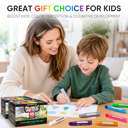 96 Pack Tempera Paint Sticks,48 Colors Washable Paint Sticks for Kids,Non-Toxic,90s Quick Drying, Allergen Free and High Coverage Solid Tempera Paint Stick,Ideal Gifts for Kids and Toddlers - color: (12 Classic+12 Metallic+12 Pastel+12 Neon)×2