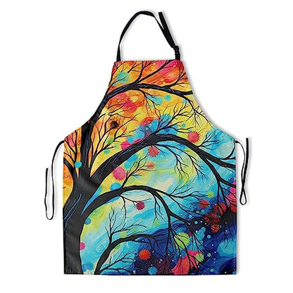 Artist Painting Apron with 2 Pockets Painters Art Aprons Gifts for Women Men - color: Abstract Tree Drawing Art