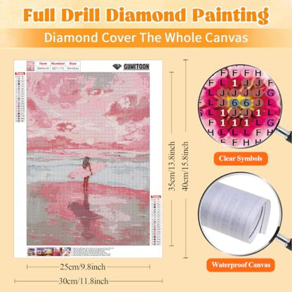 GUMITOON Diamond Art Kits for Adults-Pink Bow Full Drill Diamond Dots Paintings for Beginners, Round 5D Paint with Diamonds Pictures Gem Art Painting Kits DIY Crafts Kits 12"x16" QCY-149 - color: QCY-172