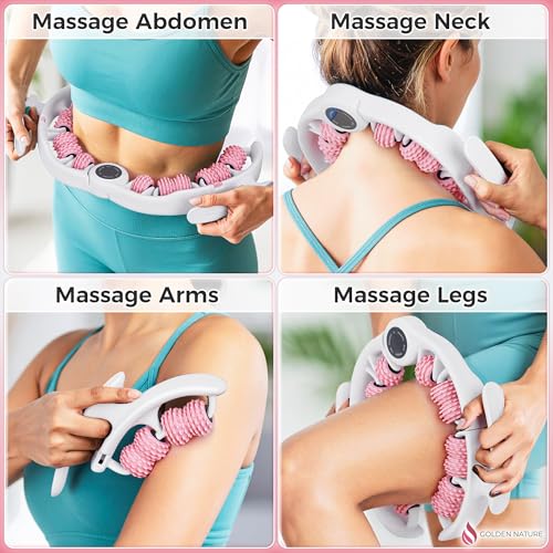 Cellulite Massage Roller - Anticellulite Massager for Thighs, Neck & Body - Fascia Massage Tool with Detachable Rollers - Handheld Lymphatic Drainage Tool for Deep Tissue Exercise