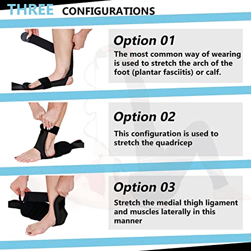 Foot and Calf Fascia Stretcher for Plantar Fasciitis, Physiotherapy Stretching Strap, Yoga Stretch Strap Improves Strength and Relief to Heel Spurs, Calf, Thigh and Hip (Black) - color: Black