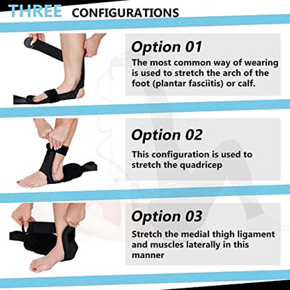 Foot and Calf Fascia Stretcher for Plantar Fasciitis, Physiotherapy Stretching Strap, Yoga Stretch Strap Improves Strength and Relief to Heel Spurs, Calf, Thigh and Hip (Black) - color: Black