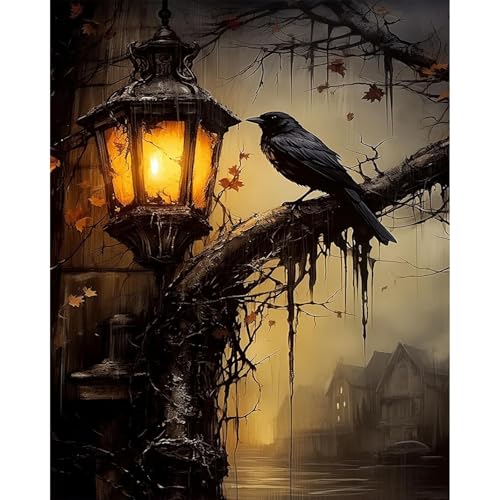 PHANTASYART Gothic Paint by Numbers Kit for Adults 16x20inch | Crow Paint by Number Adult, Raven Canvas Paint by Numbers for Adults, DIY Acrylic Painting Kit, Dark Academia Wall Art - color: Gothic Crow, size: 16x20inch