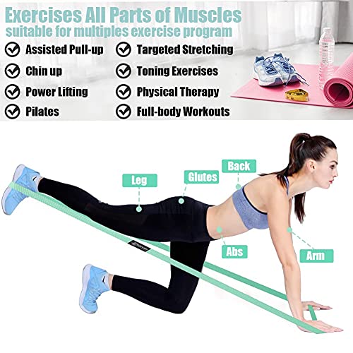 76 Inch Extra Long Fabric Resistance Band with Workout Guide for Men & Women, Non-Slip,up to 150 LBS for Strength Training, Pull-Up Assist, Yoga & Physical Therapy - color: Mint/Pink/Gray/Black