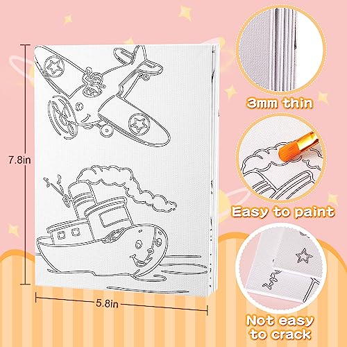 Fulmoon 36 Pcs Pre Drawn Canvas for Painting for Adults Preprinted Bulk 7.8 x 5.8 Inch Pre-Stenciled Painting Canvas Panels for DIY Party Favor Gift Activities, 12 Style