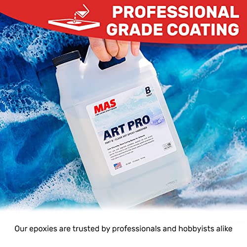 MAS Epoxies Art Pro UV Resistant Clear Epoxy Resin Kit, 2-Gallon | Zero VOCs, Self-Leveling, Ideal for Jewelry Making, Flower Preservation, Resin Crafts, Use With Pigment Powders, Alcohol Ink - size: 2 Gallon
