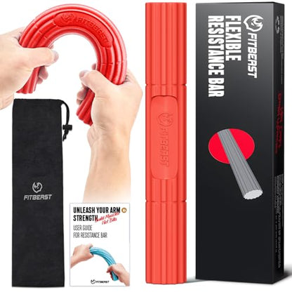 FitBeast Flex Therapy Bar, Tennis Elbow Therapy Bar - Ideal for Relieve Tendonitis Pain & Improve Grip Strength, Fitness Resistance Bar for Golfers Elbow & Tendinitis, Twist Bar for Physical Therapy - color: 1 Piece - Red - Heavy