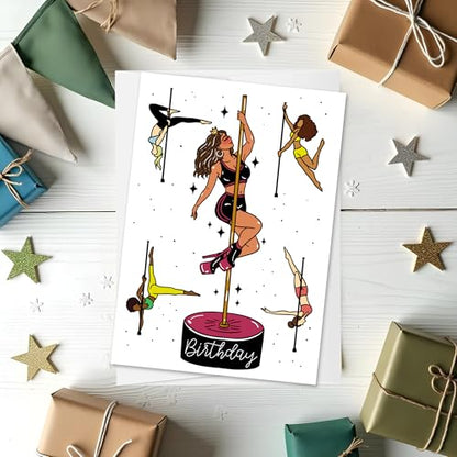 Fun Birthday Card for Pole Dance Enthusiasts - style: Pole Dance