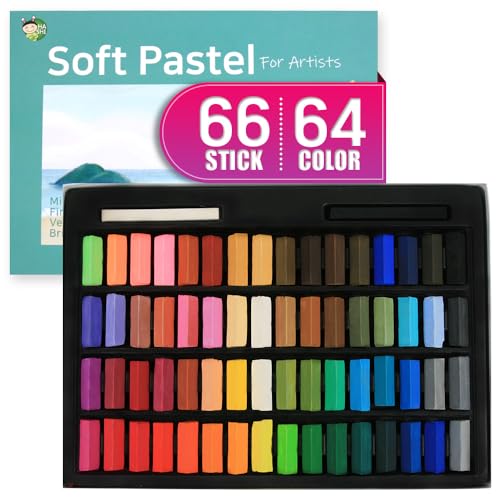 HA SHI Soft Chalk Pastels, 64 colors with additional 2pcs, Non Toxic Art Supplies, Drawing Media for Artist Stick Pastel for Professional, Beauty Nail Art, Pan Chalk Pastels - color: 64 Colors (Short)