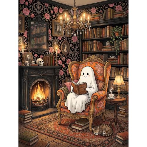 pchmcu Paint by Numbers Halloween for Adults, Acrylic Oil Painting by Numbers Kits for Beginner with Paintbrushes Brushes Art Crafts Canvas for Home Decor 16x20 inch - color: MT22979