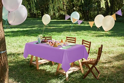 Utopia Kitchen Plastic Table Cloth Disposable [Lavender, 6 Pack] | Rectangle Tablecloth Waterproof Stain Resistant Party Table Cover - color: Lavender, size: 54X108 Inch - 6PC
