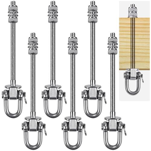 SELEWARE Heavy Duty Swing Hanger, 6 Pack Porch Swing Hardware - color: D (9 Inch, 6 Pack Silver)