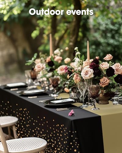 Pureegg Plastic Table Cloth Disposable 8 Pack 54 x 108 Inch, Black Gold | Graduation Party, Class of 2026, Table Runner Style, Leakproof & Sturdy, Table Cover - color: Black Gold, size: 54" X 108" Rectangle