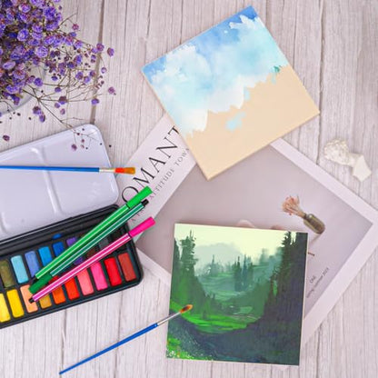 26 Pack Unfinished Wood Canvas Boards for Painting - 6 x 6 Inch Square Wooden Panels and Painting, DIY Handicrafts, Home Decoration（Thickness 0.98 inch）