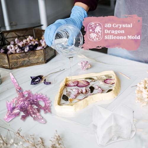 3D Winged Dragon Silicone Mold for Epoxy/UV Resin Casting DIY Craft Decors | Crystal Dragon Resin Mold Handmade Hanging Ornament Art Decors for Living Room Wall Decor Resin Craft Mold Dragon Lovers Gift