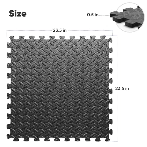 32 Pack 128 sqft Home Gym Mat, Puzzle Exercise Mat, EVA Interlocking Foam Floor Tiles for Home Workout Equipment and Kids' Play Areas - Black, 24 in x 24 in x ½ in - 32 Tiles - color: Black, size: 32 Pack(128 SF)