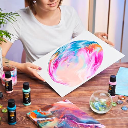 ARTEZA Acrylic Pouring Paint, 2oz (60 ml), Phthalo Green High Flow, No Mixing Needed, For Pouring on Canvas, Glass, Paper, Wood, Tile, Stones - color: Phthalo Green, size: 2 Fl Oz (Pack of 1)