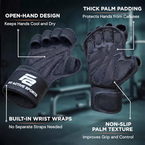 Fit Active Sports Gym Workout Gloves for Men Women Weight Lifting - size: Large