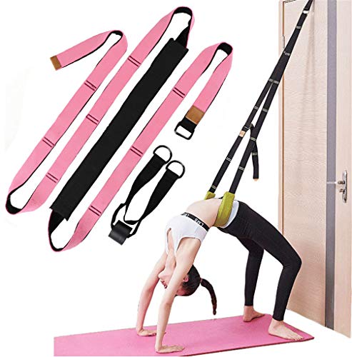 Back bend Assist Trainer - Improve Back and Waist Flexibility, Door Flexibility Stretching Strap, Home equipment for Ballet, Dance, Yoga, Gymnastics, Cheerleading, Splits - color: light pink