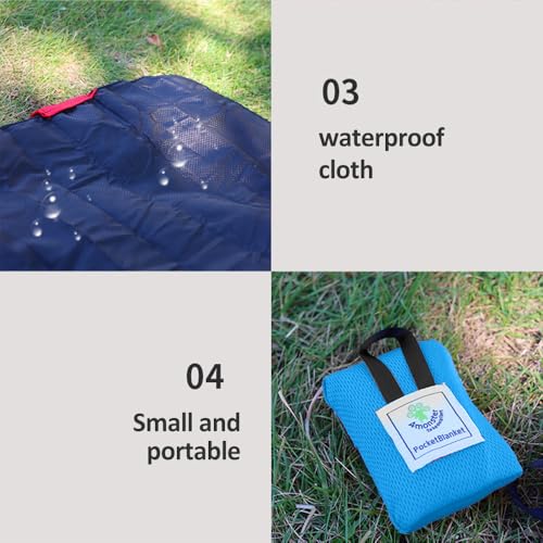 Pocket Picnic Blanket Portable Sandproof Beach Mat Ultralight - color: Blue